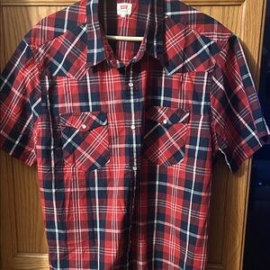 Levi's Red and Blue Plaid Casual Shirt